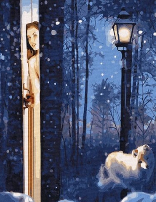 Tapyba pagal skaičius Žiemos žibintas 40x50 cm Tapyba pagal skaičius Žiemos žibintas 40x50 cm