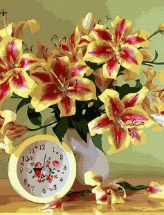 Tapyba pagal skaičius Lelijos laikrodis 40x50 cm