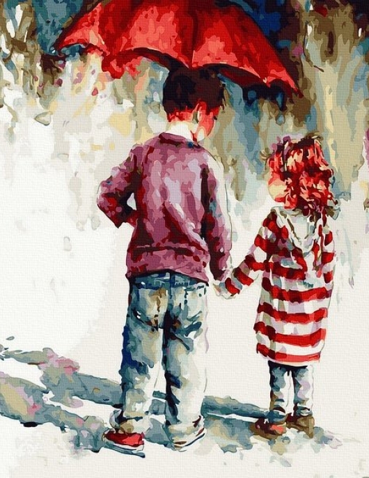 Tapyba pagal skaičius Po raudonu skėčiu 40x50 cm