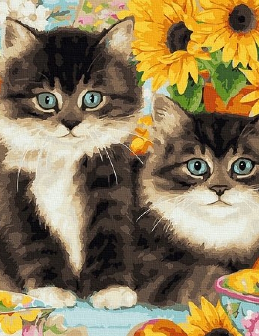 Tapyba pagal skaičius Kačiukai su saulėgrąžomis 30x40 cm