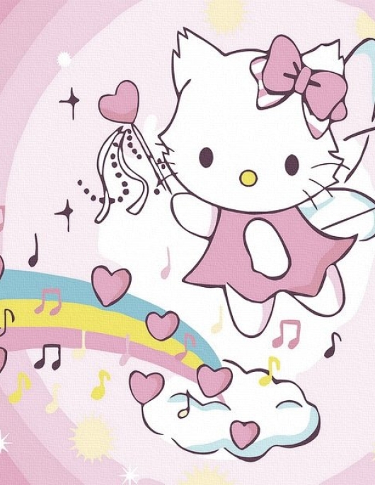 Tapyba pagal skaičius Kitty Rainbow 30x30 cm