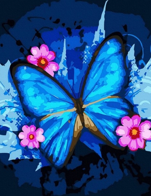 Tapyba pagal skaičius Mėlynas drugelis 30x30 cm