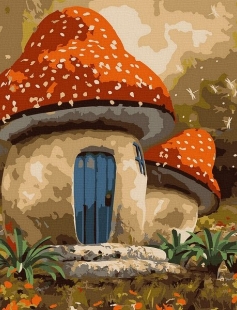 Tapyba pagal skaičius Grybų namai 30x30 cm