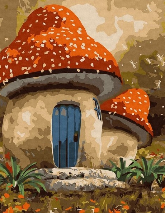 Tapyba pagal skaičius Grybų namai 30x30 cm