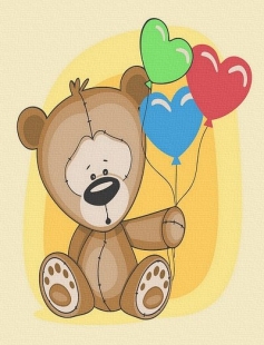 Tapyba pagal skaičius Meškiukas su balionais 20x30 cm