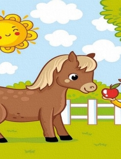 Tapyba pagal skaičius Mergina su poniu 20x30 cm