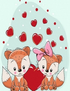 Tapyba pagal skaičius Įsimylėjusi lapė pora 20x30 cm