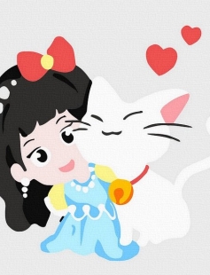 Tapyba pagal skaičius Snieguolė ir katė 20x20 cm