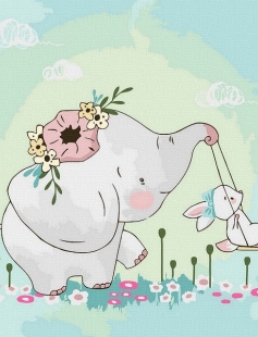 Tapyba pagal skaičius Dramblys su Zuiku 20x20 cm