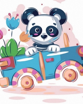 Tapyba pagal skaičius Panda automobilyje 20x20 cm