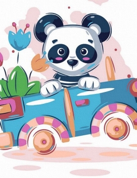 Tapyba pagal skaičius Panda automobilyje 20x20 cm