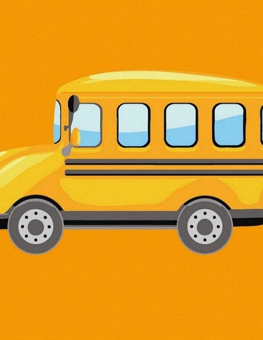 Tapyba pagal skaičius Mokyklinis autobusas 20x20 cm Tapyba pagal skaičius Mokyklinis autobusas 20x20 cm