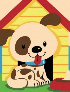 Tapyba pagal skaičius Šuo ir veislynas 20x20 cm