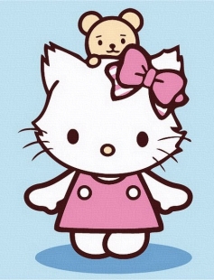 Tapyba pagal skaičius Hello Kitty su meškiuku 20x20 cm