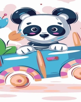 Tapyba pagal skaičius Pandos vairavimo žaislinis automobilis 20x30 cm