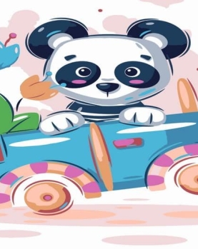 Tapyba pagal skaičius Pandos vairavimo žaislinis automobilis 20x30 cm
