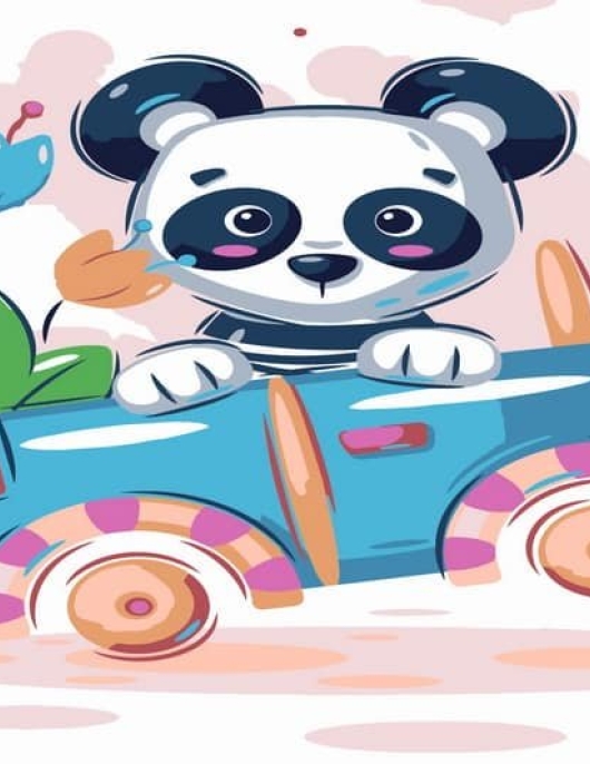 Tapyba pagal skaičius Pandos vairavimo žaislinis automobilis 20x30 cm
