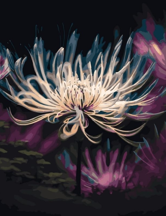 Tapyba pagal skaičius Elegantiška balta vorinė lelija 40x50 cm