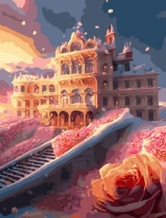 Tapyba pagal skaičius Romantiškų rūmų laiptų sodas 40x50 cm