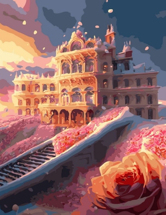 Tapyba pagal skaičius Romantiškų rūmų laiptų sodas 40x50 cm