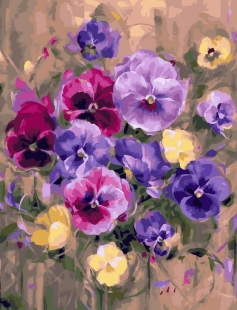 Tapyba pagal skaičius Pastelinių našlaičių puokštė 40x50 cm