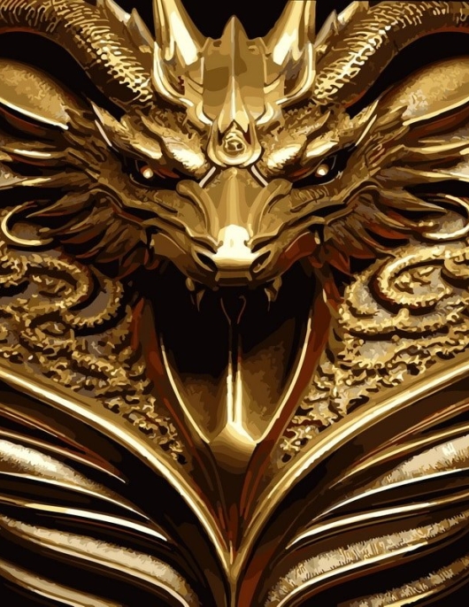 Tapyba pagal skaičius Auksinis drakonas – galios simbolis 40x50 cm