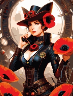 Tapyba pagal skaičius Paslaptinga moteris su aguonomis (vintažinis stilius) 40x50 cm