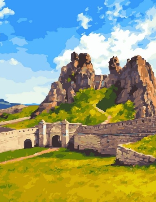 Tapyba pagal skaičius Kalnų tvirtovė ir uolos 40x50 cm Tapyba pagal skaičius Kalnų tvirtovė ir uolos 40x50 cm