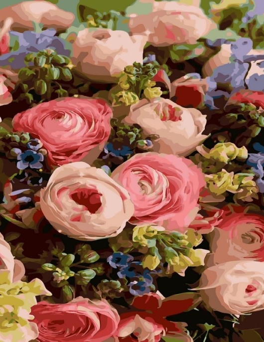 Tapyba pagal skaičius Vintažinių rožių puokštė 40x50 cm