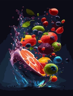 Tapyba pagal skaičius Abstraktūs vaisiai 40x50 cm