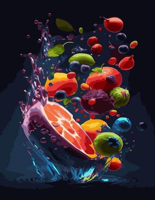 Tapyba pagal skaičius Abstraktūs vaisiai 40x50 cm