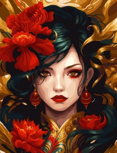 Tapyba pagal skaičius Gėlių portretinė ponia 40x50 cm