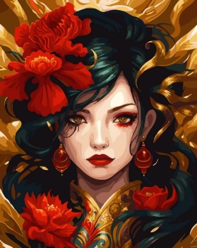 Tapyba pagal skaičius Gėlių portretinė ponia 40x50 cm