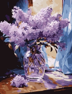 Tapyba pagal skaičius Alyvų puokštė vazoje 40x50 cm