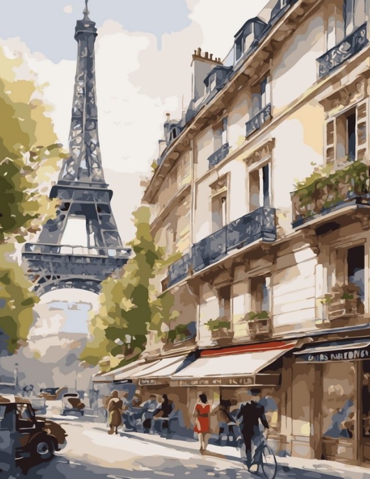 Tapyba pagal skaičius Rytinis pasivaikščiojimas Eifelio bokšte 40x50 cm