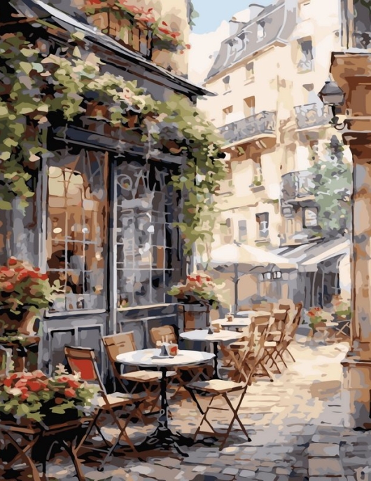 Tapyba pagal skaičius Jauki Paryžiaus kavinė 40x50 cm