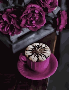 Tapyba pagal skaičius Kavos ir rožių natiurmortas 40x50 cm