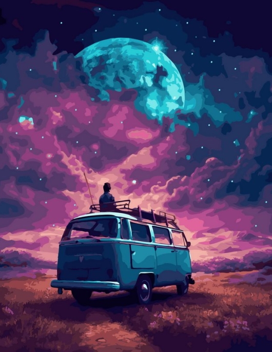 Tapyba pagal skaičius Furgonas po galaktikos dangumi 40x50 cm