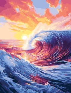 Tapyba pagal skaičius Bangos saulėlydyje 40x50 cm