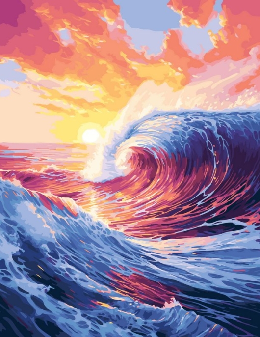 Tapyba pagal skaičius Bangos saulėlydyje 40x50 cm