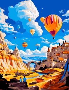 Tapyba pagal skaičius Karšto oro balionai virš Canyon Town 40x50 cm