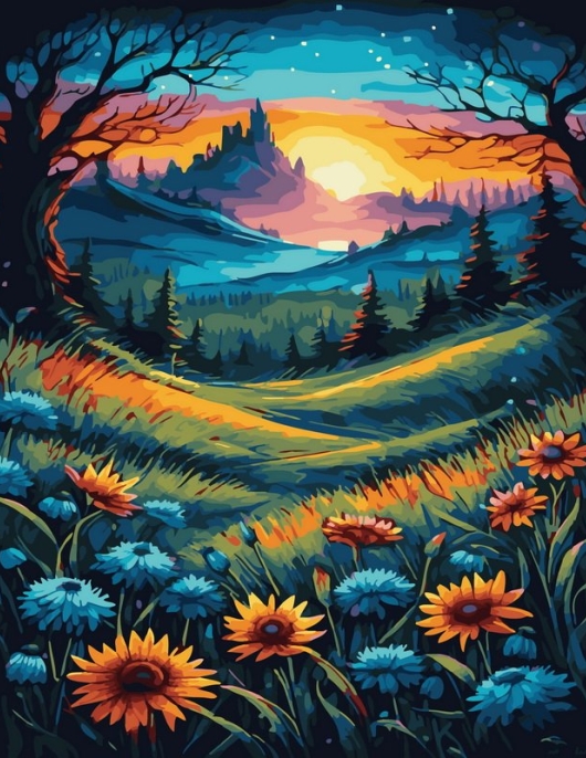 Tapyba pagal skaičius Saulėlydžio slėnio takas 40x50 cm