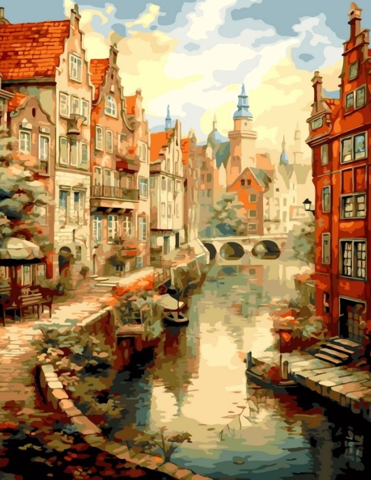 Tapyba pagal skaičius Senamiesčio kanalo gatvė 40x50 cm