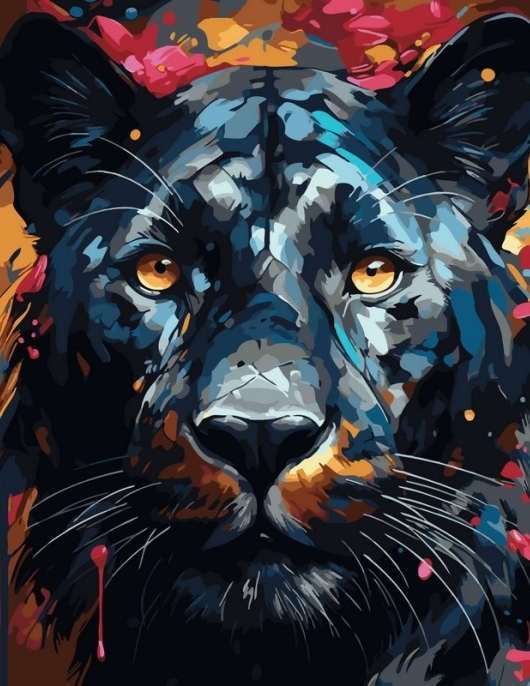 Tapyba pagal skaičius Juodosios panteros portretas 40x50 cm