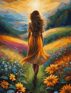 Tapyba pagal skaičius Mergina eina link saulėlydžio 40x50 cm