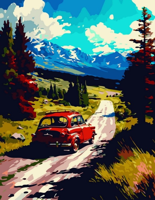 Tapyba pagal skaičius Kalnų kelio nuotykis 40x50 cm