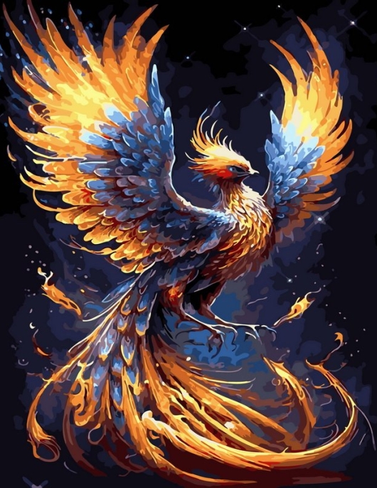 Tapyba pagal skaičius Didingas ugnies feniksas 40x50 cm