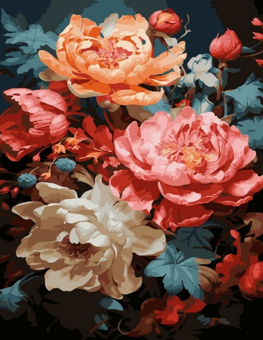 Tapyba pagal skaičius Romantiškas bijūnų sodas 40x50 cm