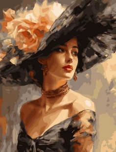 Tapyba pagal skaičius Elegantiška moteris su vintažine skrybėle 40x50 cm