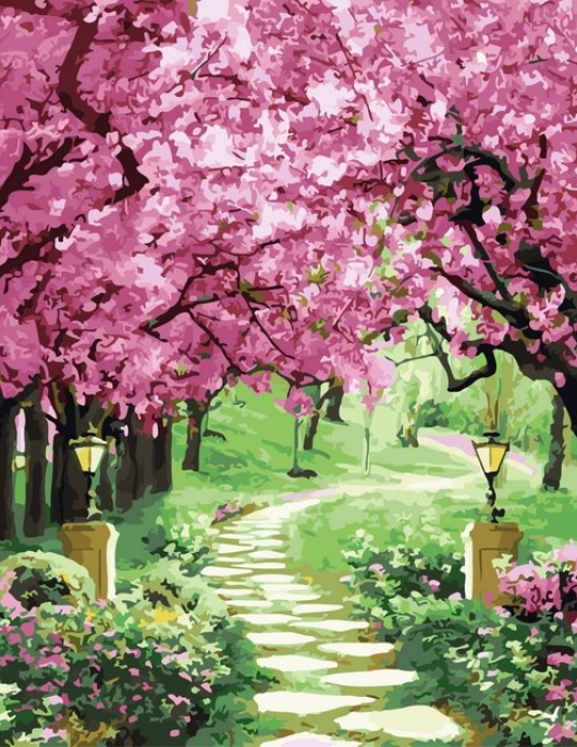 Tapyba pagal skaičius Vyšnių žiedų sodo takas 40x50 cm